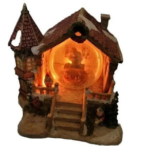LIGHTED SNOW GLOBE CHRISTMAS SANTA'S WORKSHOP HOUSE